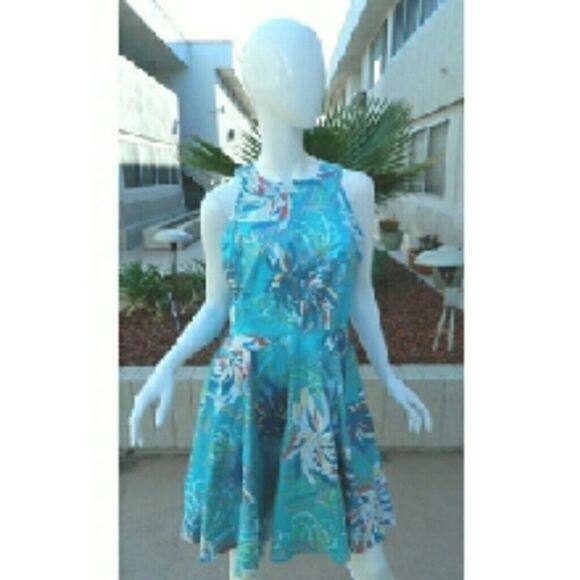 Modcloth Closet London Dress Blue Floral Size 10 - Picture 1 of 4